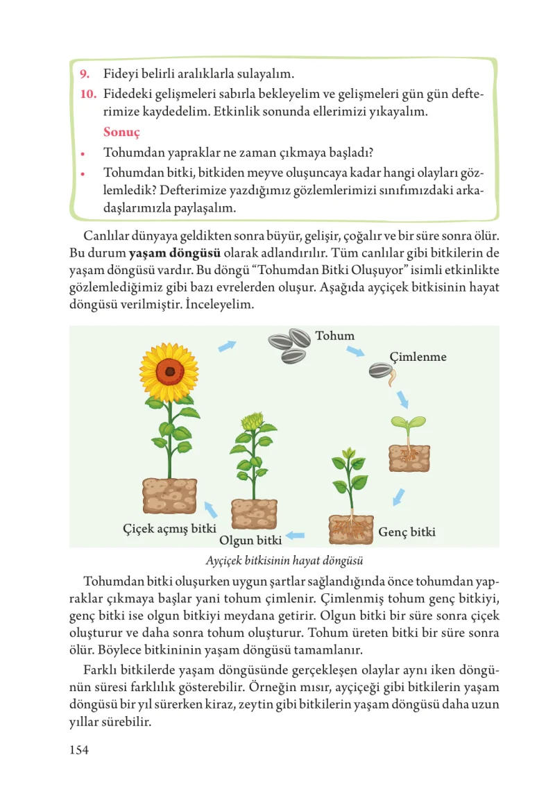 3. Sınıf Fen Bilimleri Ders Kitabı Cevapları Tuna Yayınları Sayfa 154