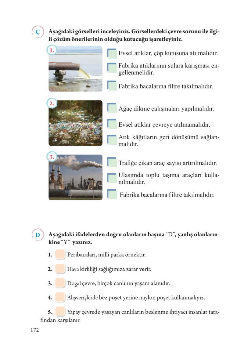 3. Sınıf Fen Bilimleri Ders Kitabı Cevapları Tuna Yayınları Sayfa 172