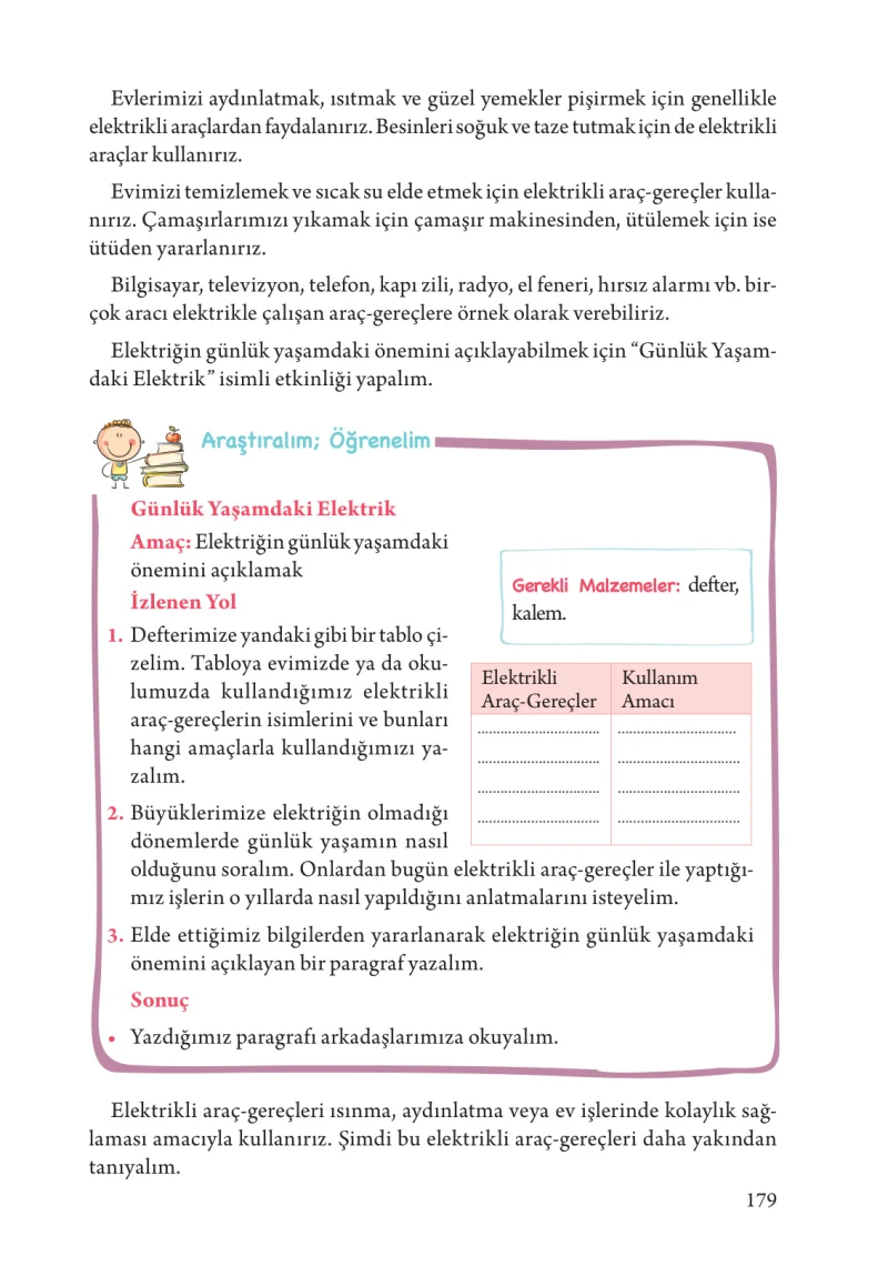 3. Sınıf Fen Bilimleri Ders Kitabı Cevapları Tuna Yayınları Sayfa 179
