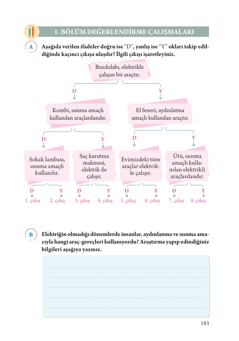 3. Sınıf Fen Bilimleri Ders Kitabı Cevapları Tuna Yayınları Sayfa 183