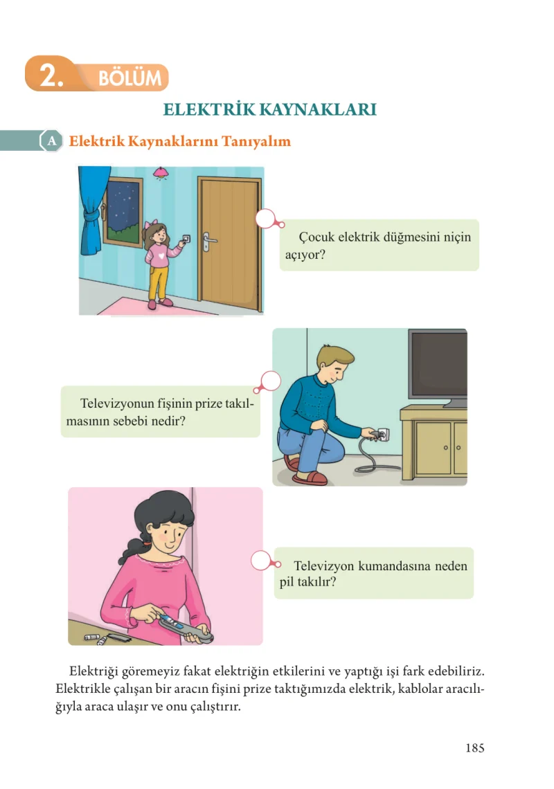 3. Sınıf Fen Bilimleri Ders Kitabı Cevapları Tuna Yayınları Sayfa 185