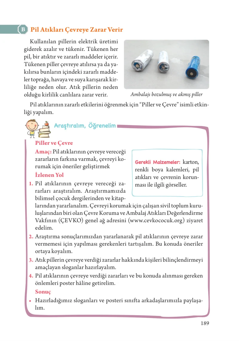 3. Sınıf Fen Bilimleri Ders Kitabı Cevapları Tuna Yayınları Sayfa 189