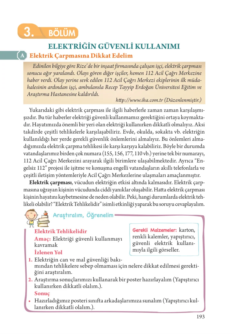 3. Sınıf Fen Bilimleri Ders Kitabı Cevapları Tuna Yayınları Sayfa 193