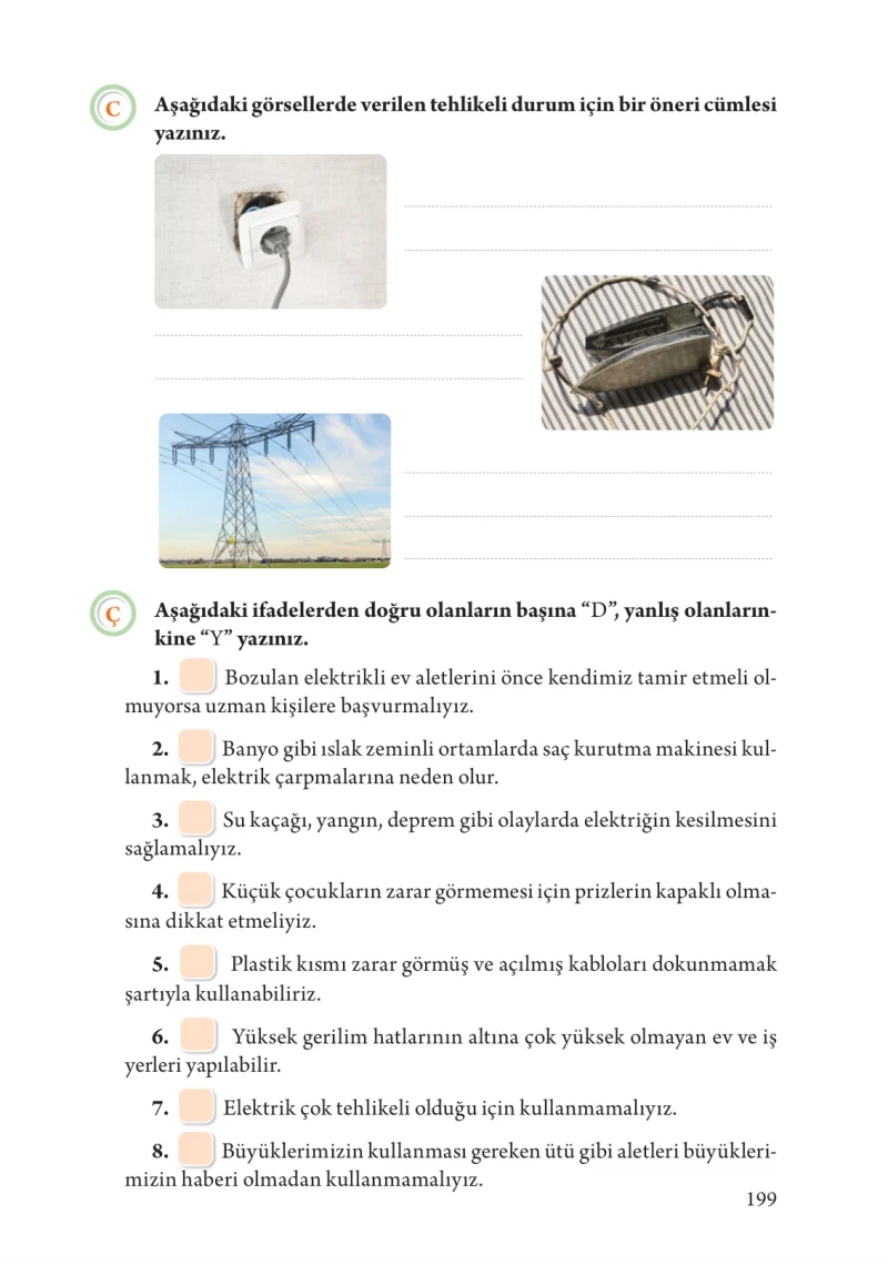 3. Sınıf Fen Bilimleri Ders Kitabı Cevapları Tuna Yayınları Sayfa 199