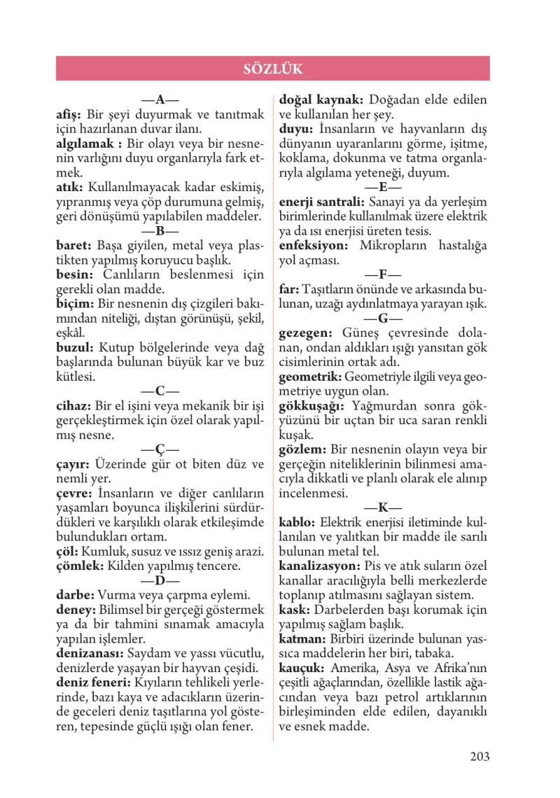 3. Sınıf Fen Bilimleri Ders Kitabı Cevapları Tuna Yayınları Sayfa 203