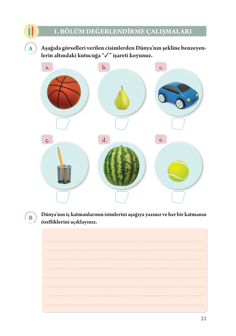 3. Sınıf Fen Bilimleri Ders Kitabı Cevapları Tuna Yayınları Sayfa 21