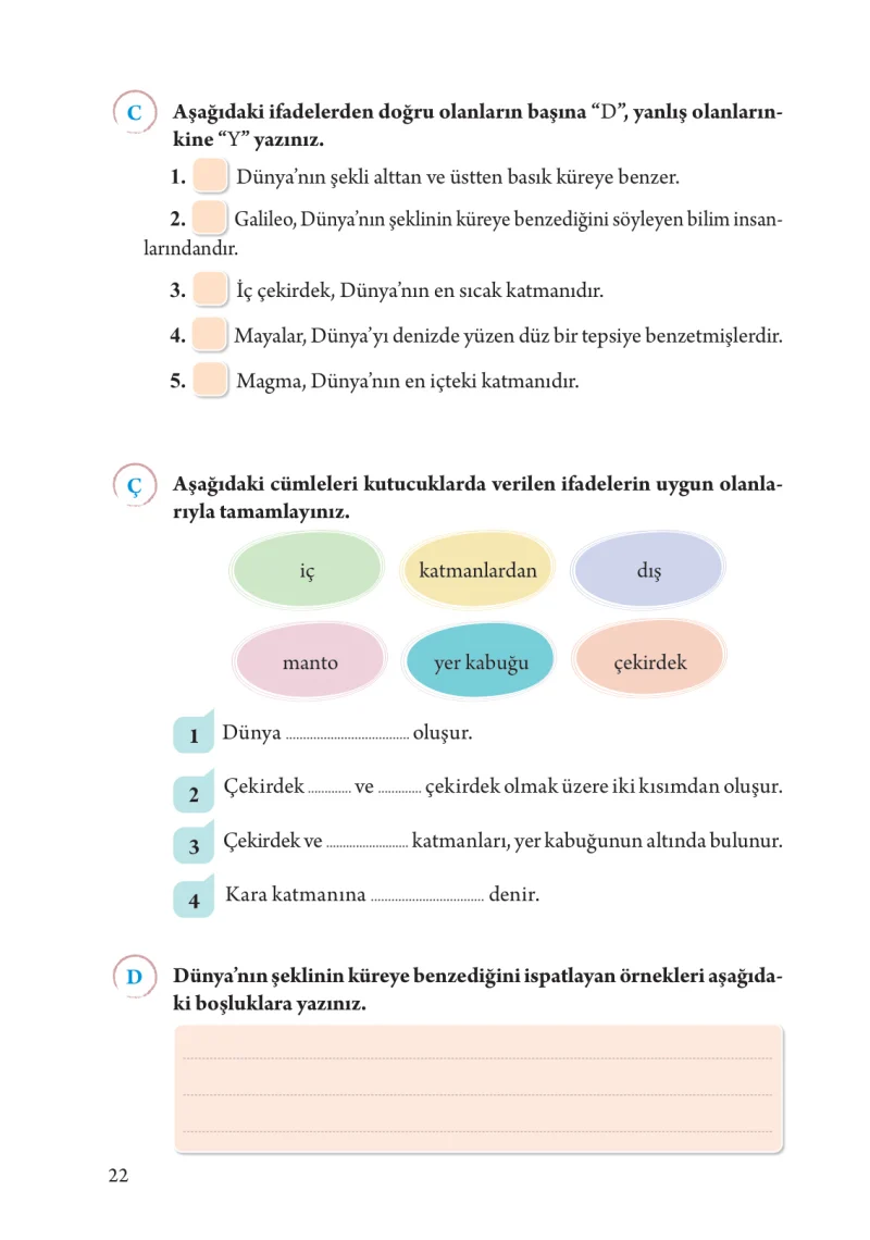3. Sınıf Fen Bilimleri Ders Kitabı Cevapları Tuna Yayınları Sayfa 22