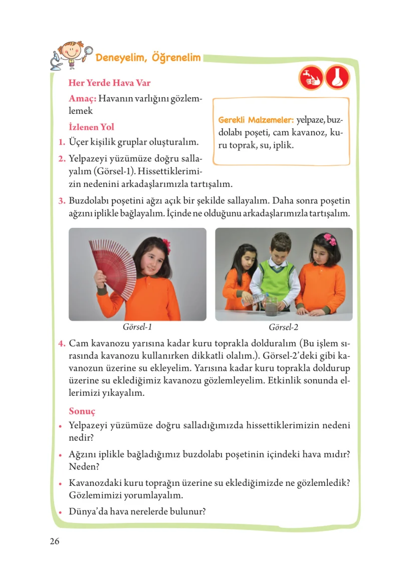 3. Sınıf Fen Bilimleri Ders Kitabı Cevapları Tuna Yayınları Sayfa 26