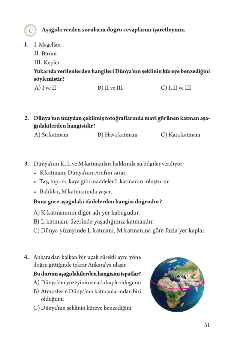 3. Sınıf Fen Bilimleri Ders Kitabı Cevapları Tuna Yayınları Sayfa 31