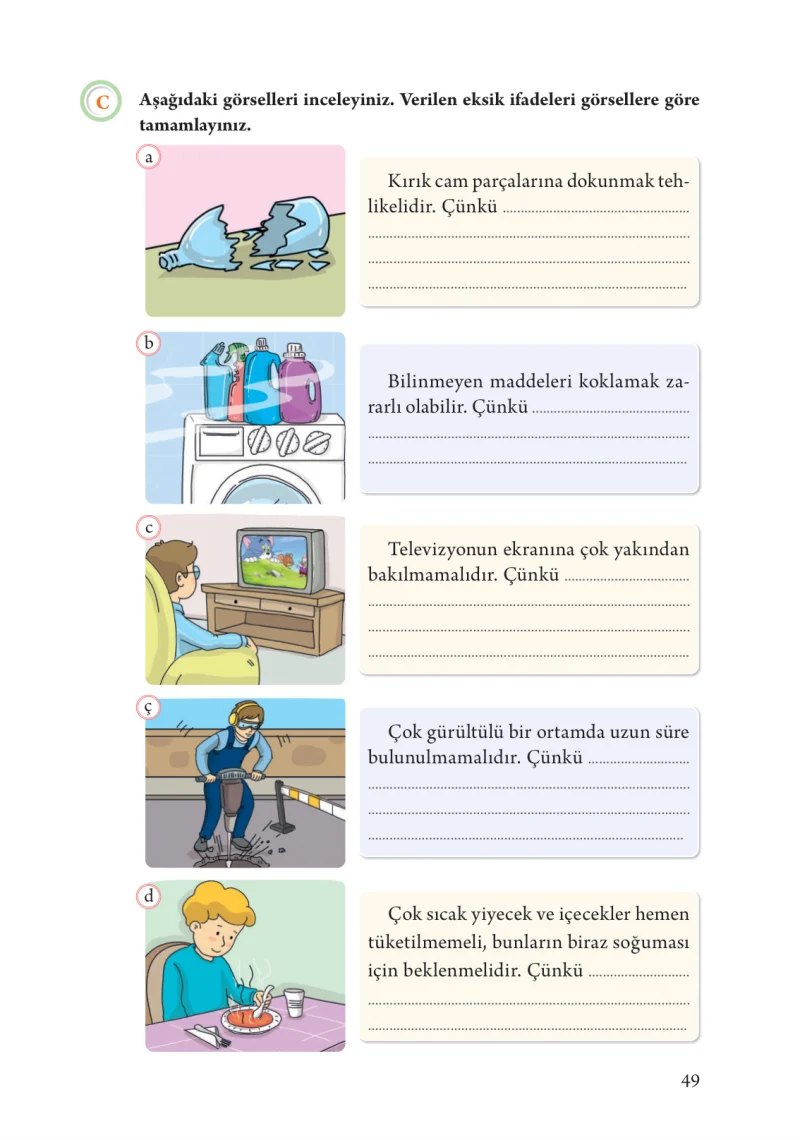 3. Sınıf Fen Bilimleri Ders Kitabı Cevapları Tuna Yayınları Sayfa 49