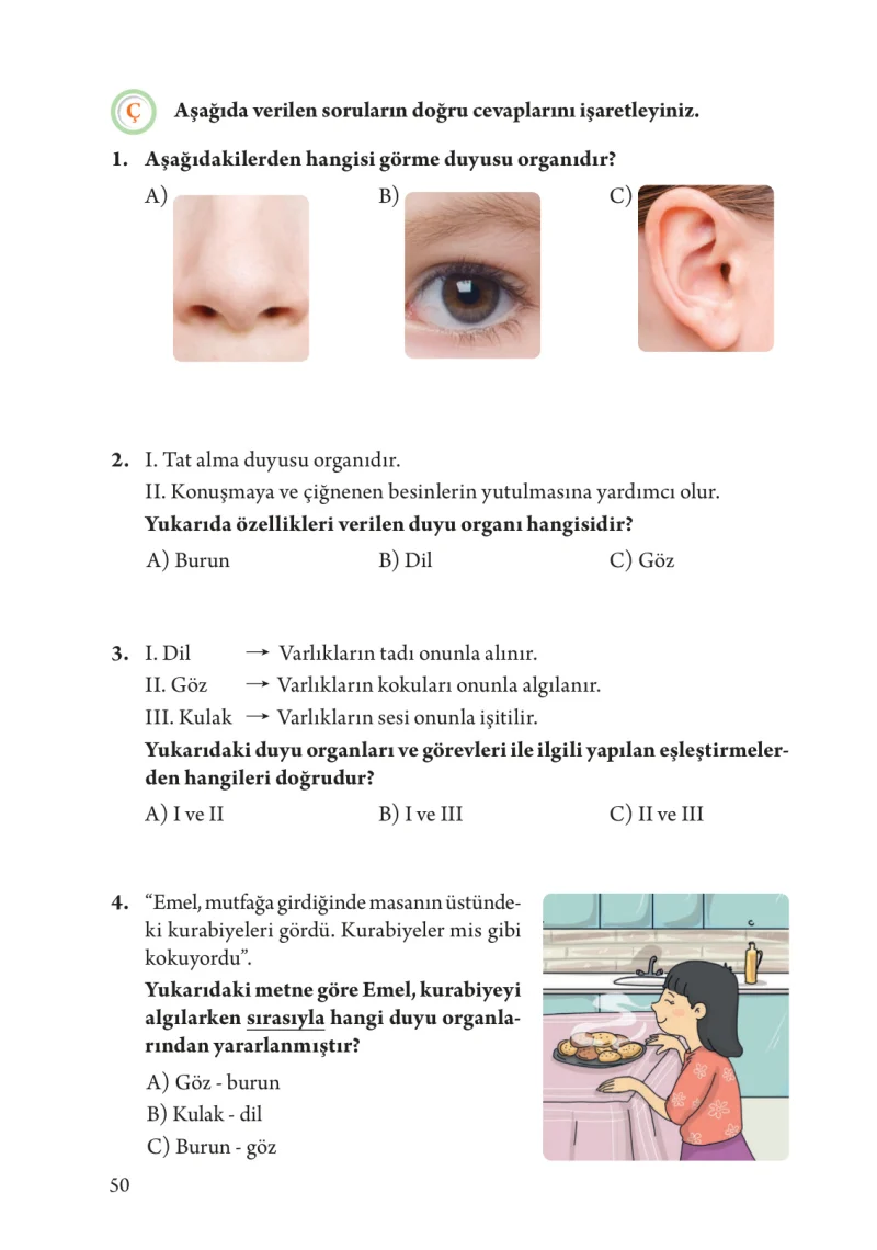 3. Sınıf Fen Bilimleri Ders Kitabı Cevapları Tuna Yayınları Sayfa 50