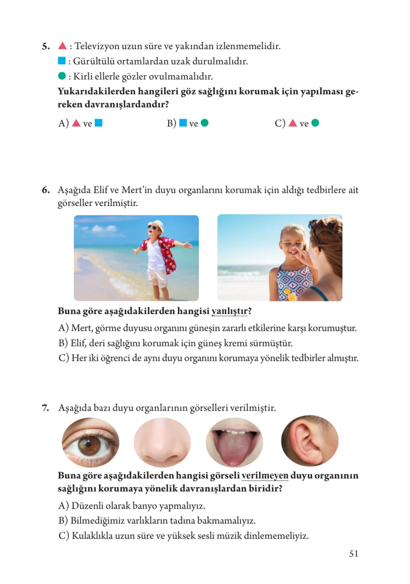 3. Sınıf Fen Bilimleri Ders Kitabı Cevapları Tuna Yayınları Sayfa 51