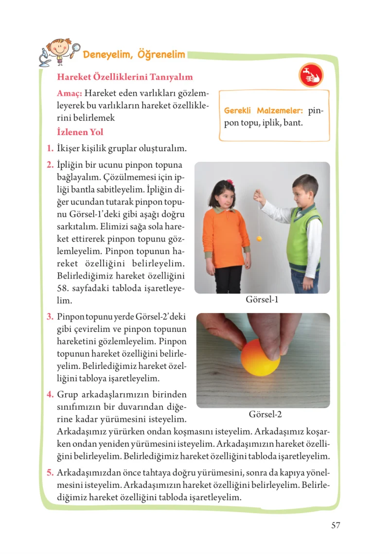 3. Sınıf Fen Bilimleri Ders Kitabı Cevapları Tuna Yayınları Sayfa 57
