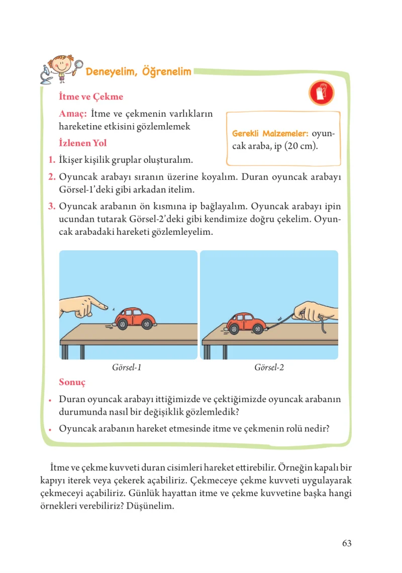 3. Sınıf Fen Bilimleri Ders Kitabı Cevapları Tuna Yayınları Sayfa 63