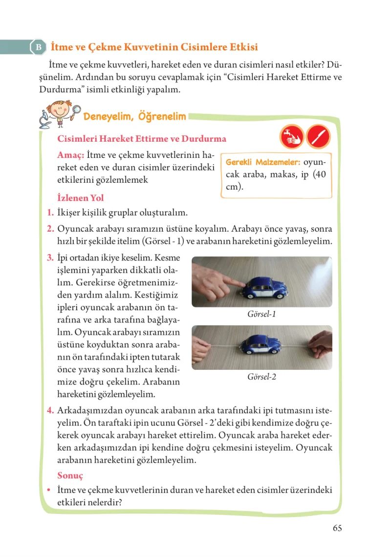 3. Sınıf Fen Bilimleri Ders Kitabı Cevapları Tuna Yayınları Sayfa 65