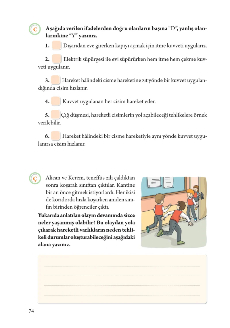 3. Sınıf Fen Bilimleri Ders Kitabı Cevapları Tuna Yayınları Sayfa 74