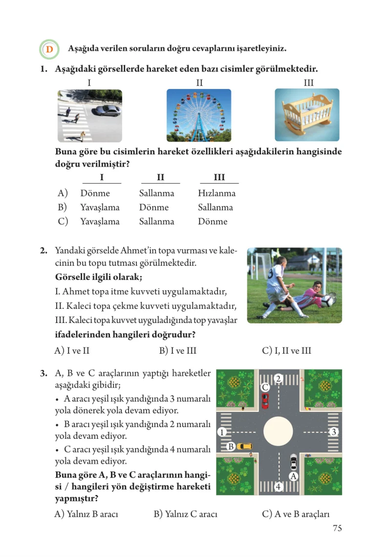 3. Sınıf Fen Bilimleri Ders Kitabı Cevapları Tuna Yayınları Sayfa 75