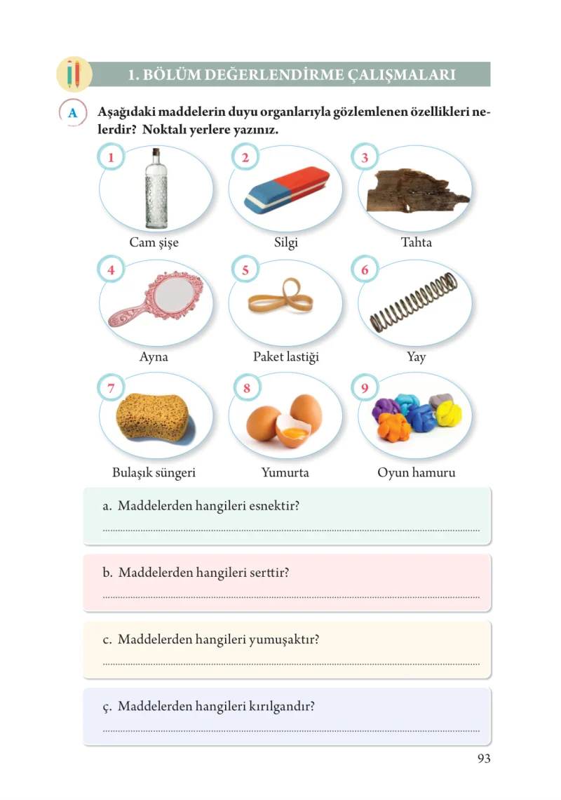 3. Sınıf Fen Bilimleri Ders Kitabı Cevapları Tuna Yayınları Sayfa 93