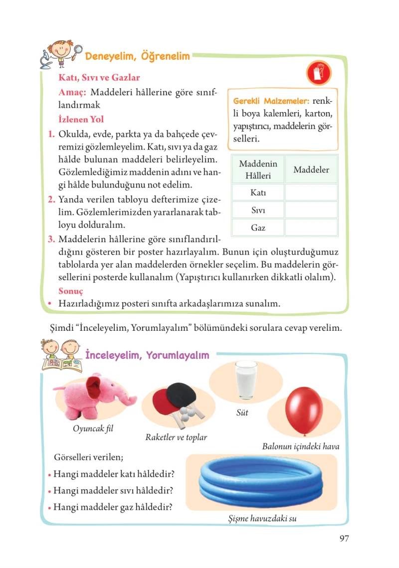 3. Sınıf Fen Bilimleri Ders Kitabı Cevapları Tuna Yayınları Sayfa 97