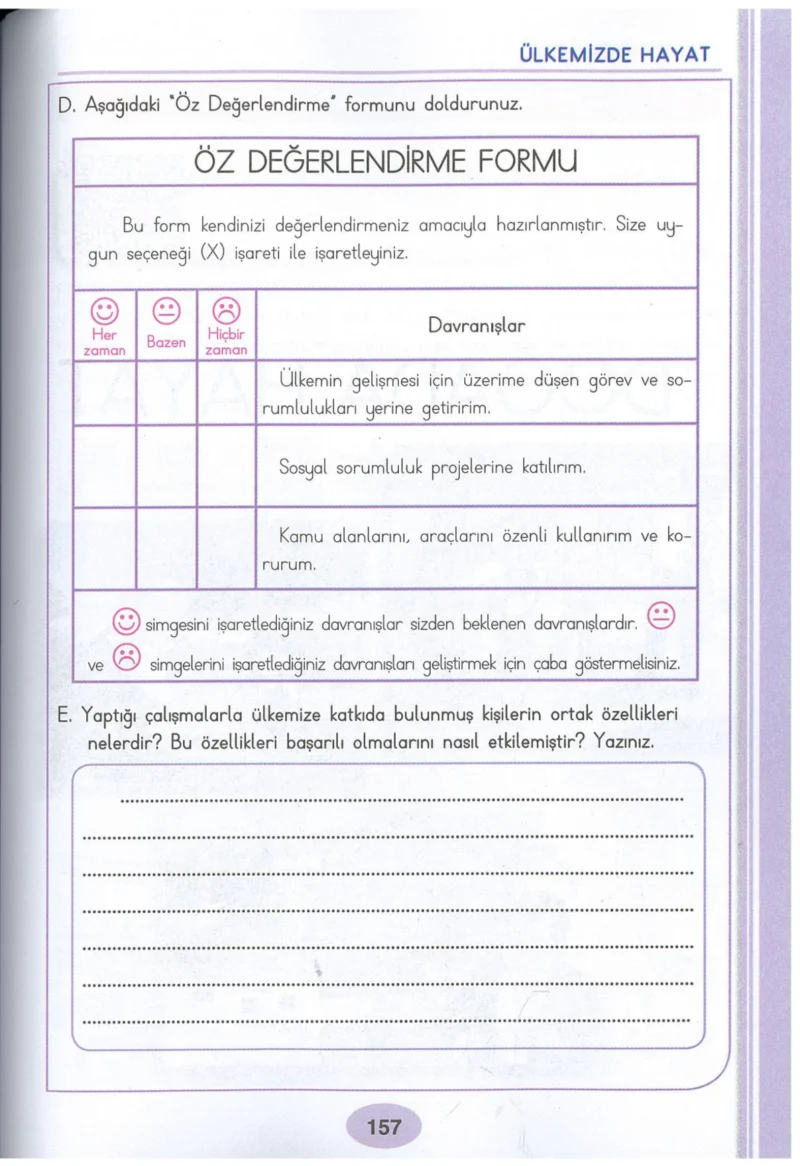 3. Sınıf Hayat Bilgisi Ders Kitabı Cevapları Dizin Yayıncılık Sayfa 157
