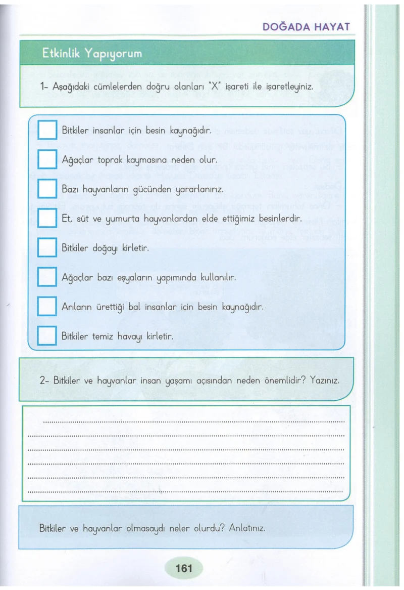 3. Sınıf Hayat Bilgisi Ders Kitabı Cevapları Dizin Yayıncılık Sayfa 161
