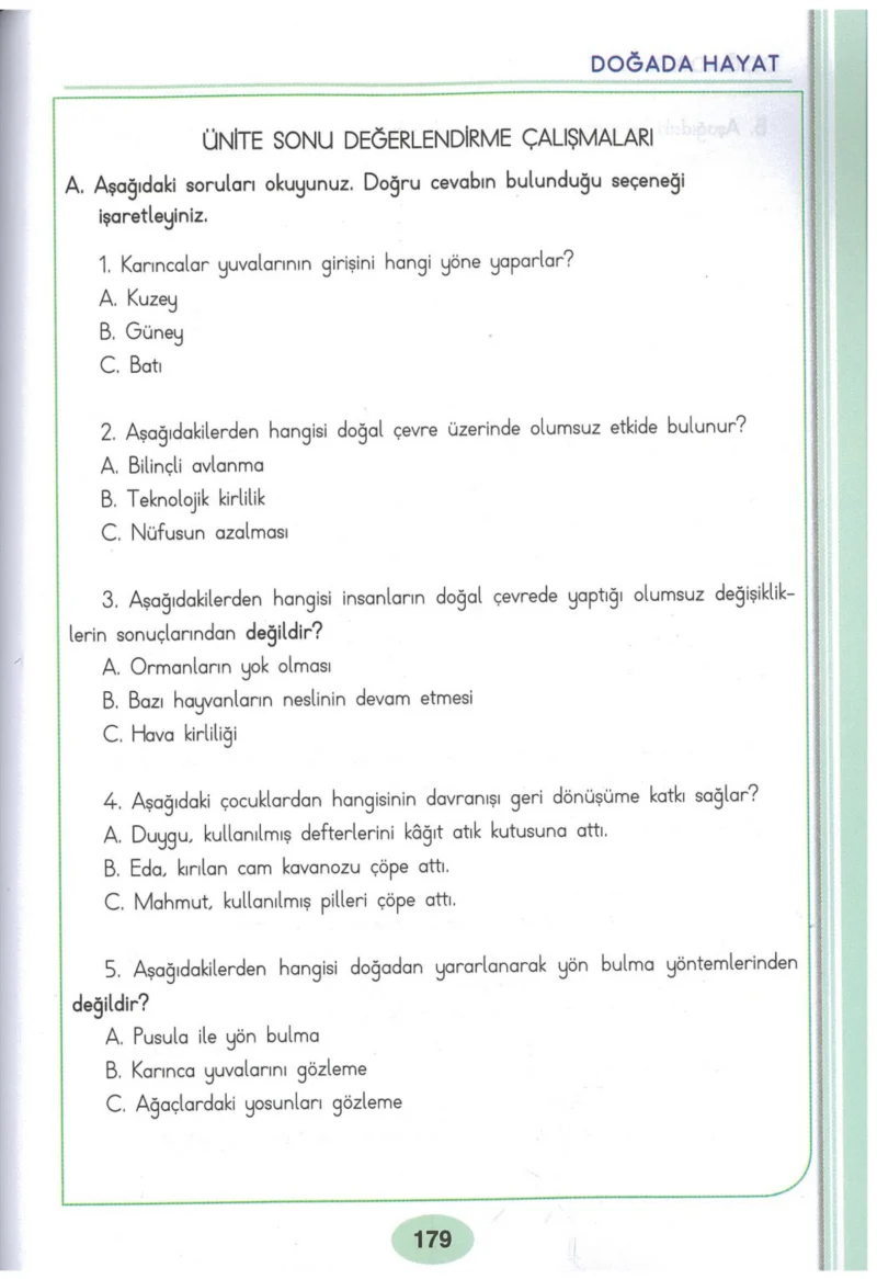 3. Sınıf Hayat Bilgisi Ders Kitabı Cevapları Dizin Yayıncılık Sayfa 179