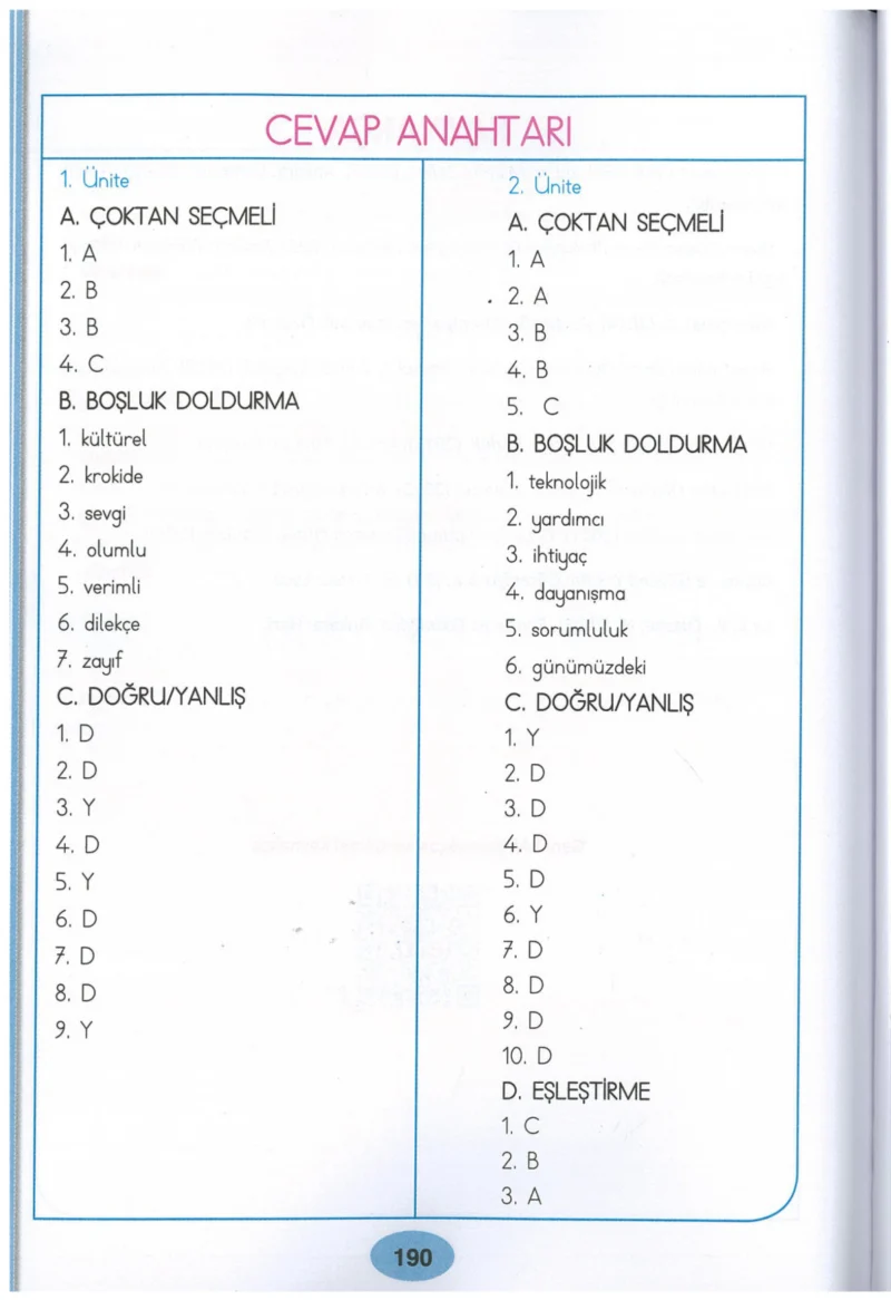 3. Sınıf Hayat Bilgisi Ders Kitabı Cevapları Dizin Yayıncılık Sayfa 190