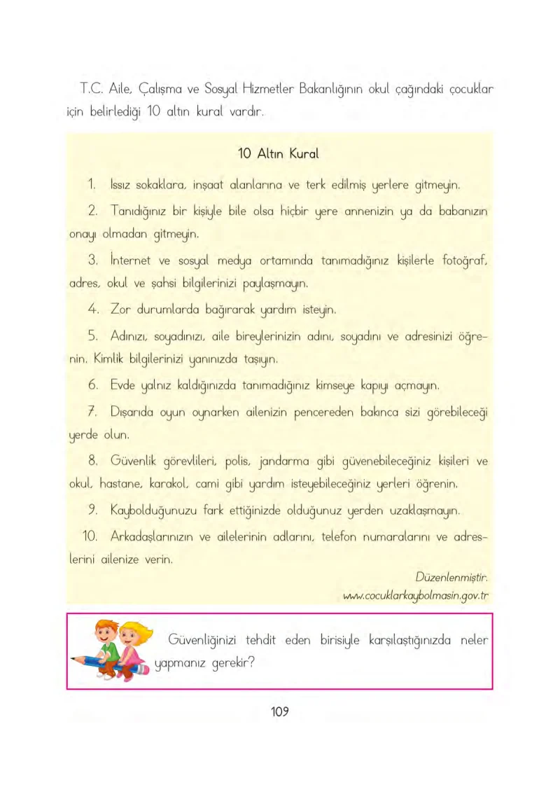 3. Sınıf Hayat Bilgisi Ders Kitabı Cevapları Evren Yayınları Sayfa 109