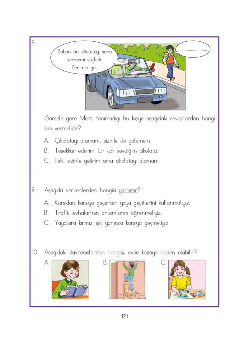 3. Sınıf Hayat Bilgisi Ders Kitabı Cevapları Evren Yayınları Sayfa 121
