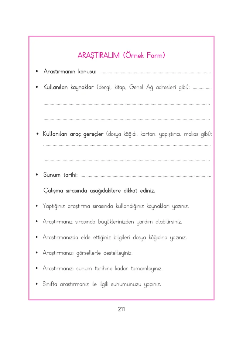3. Sınıf Hayat Bilgisi Ders Kitabı Cevapları Evren Yayınları Sayfa 211
