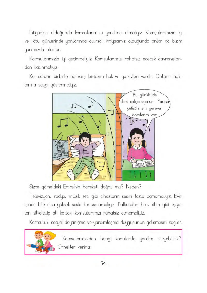 3. Sınıf Hayat Bilgisi Ders Kitabı Cevapları Evren Yayınları Sayfa 54