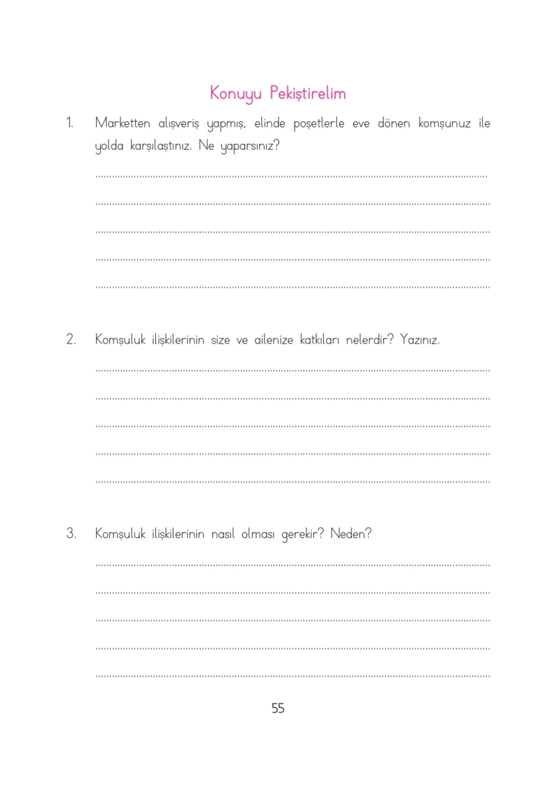 3. Sınıf Hayat Bilgisi Ders Kitabı Cevapları Evren Yayınları Sayfa 55