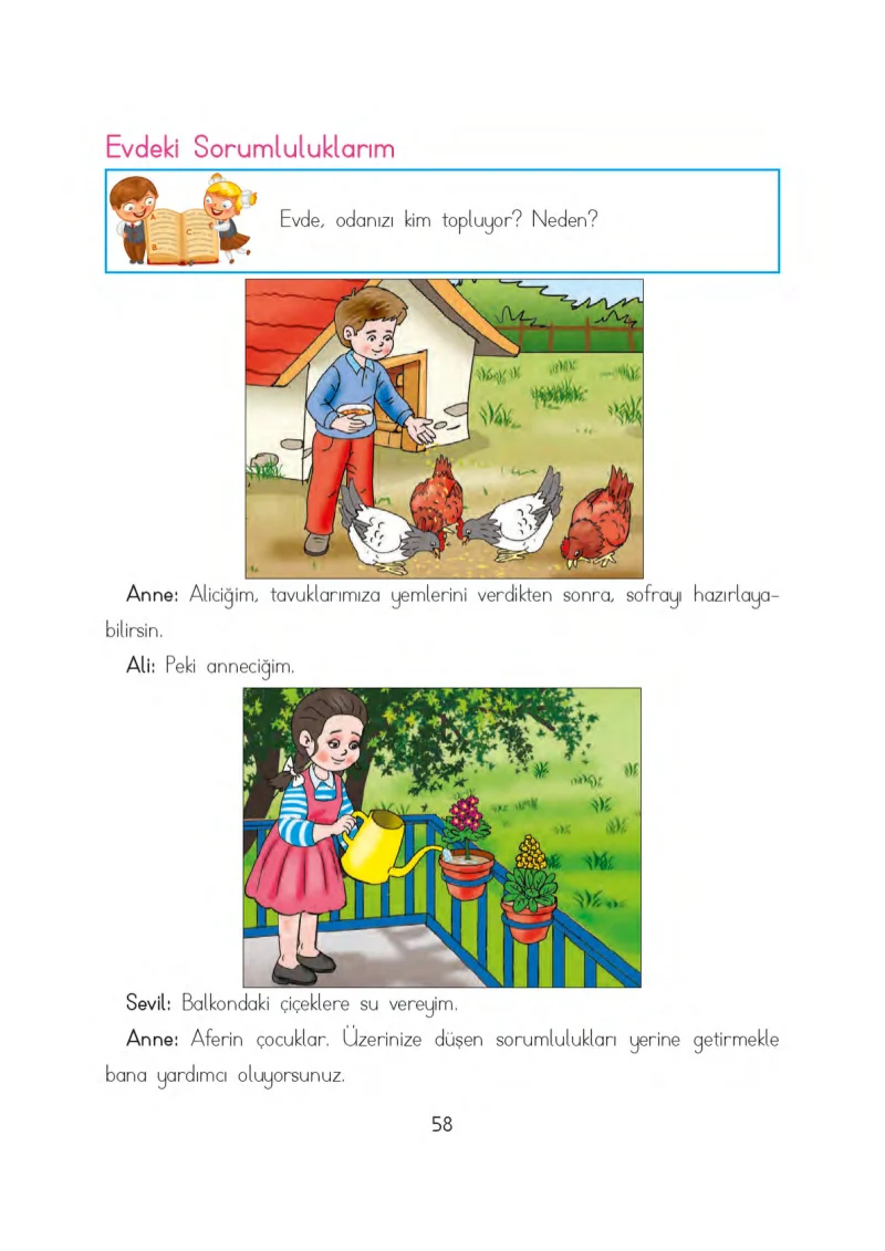 3. Sınıf Hayat Bilgisi Ders Kitabı Cevapları Evren Yayınları Sayfa 58