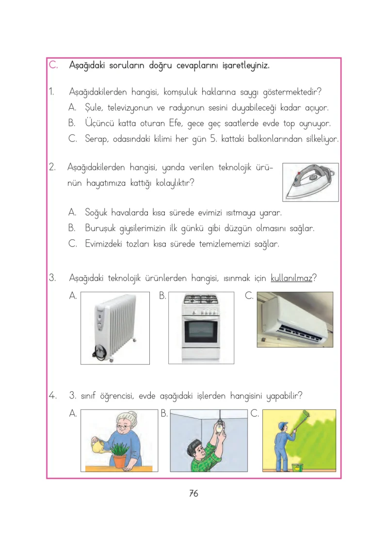 3. Sınıf Hayat Bilgisi Ders Kitabı Cevapları Evren Yayınları Sayfa 76