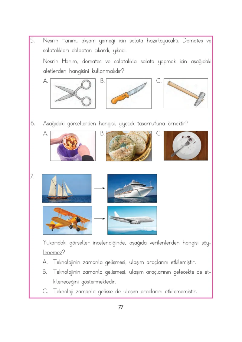 3. Sınıf Hayat Bilgisi Ders Kitabı Cevapları Evren Yayınları Sayfa 77