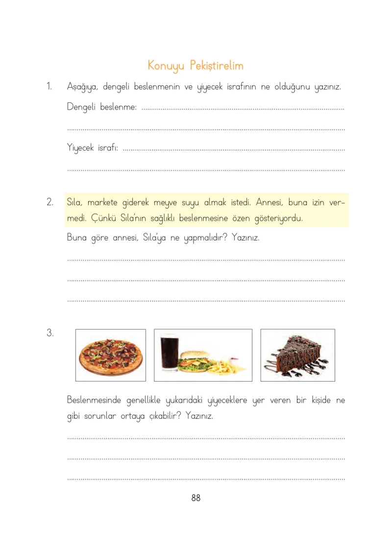 3. Sınıf Hayat Bilgisi Ders Kitabı Cevapları Evren Yayınları Sayfa 88