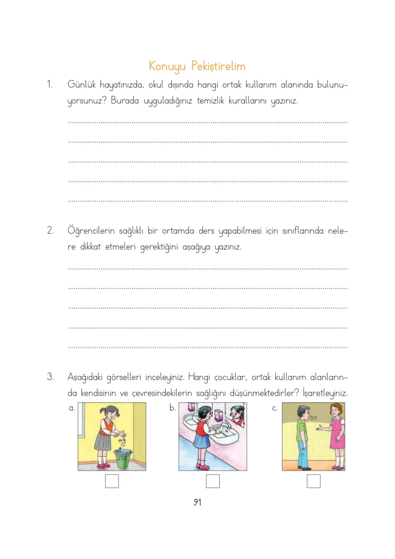 3. Sınıf Hayat Bilgisi Ders Kitabı Cevapları Evren Yayınları Sayfa 91