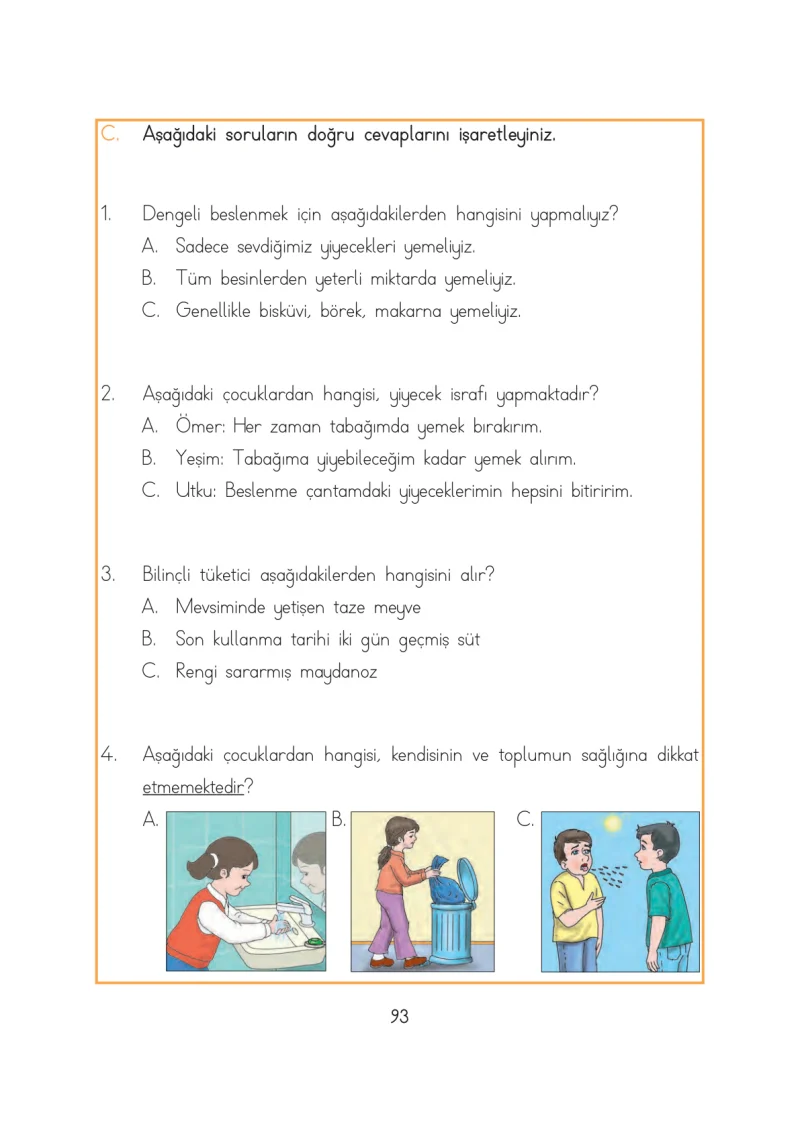 3. Sınıf Hayat Bilgisi Ders Kitabı Cevapları Evren Yayınları Sayfa 93