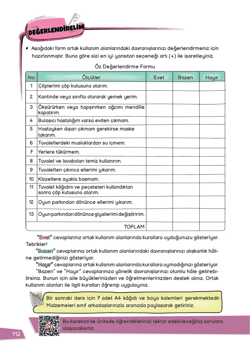 3. Sınıf Hayat Bilgisi Ders Kitabı Cevapları Meb Yayınları 1 Sayfa 112