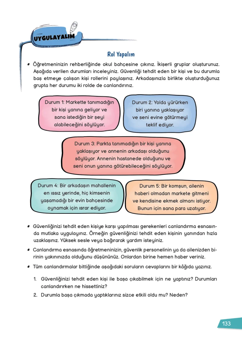 3. Sınıf Hayat Bilgisi Ders Kitabı Cevapları Meb Yayınları 1 Sayfa 133