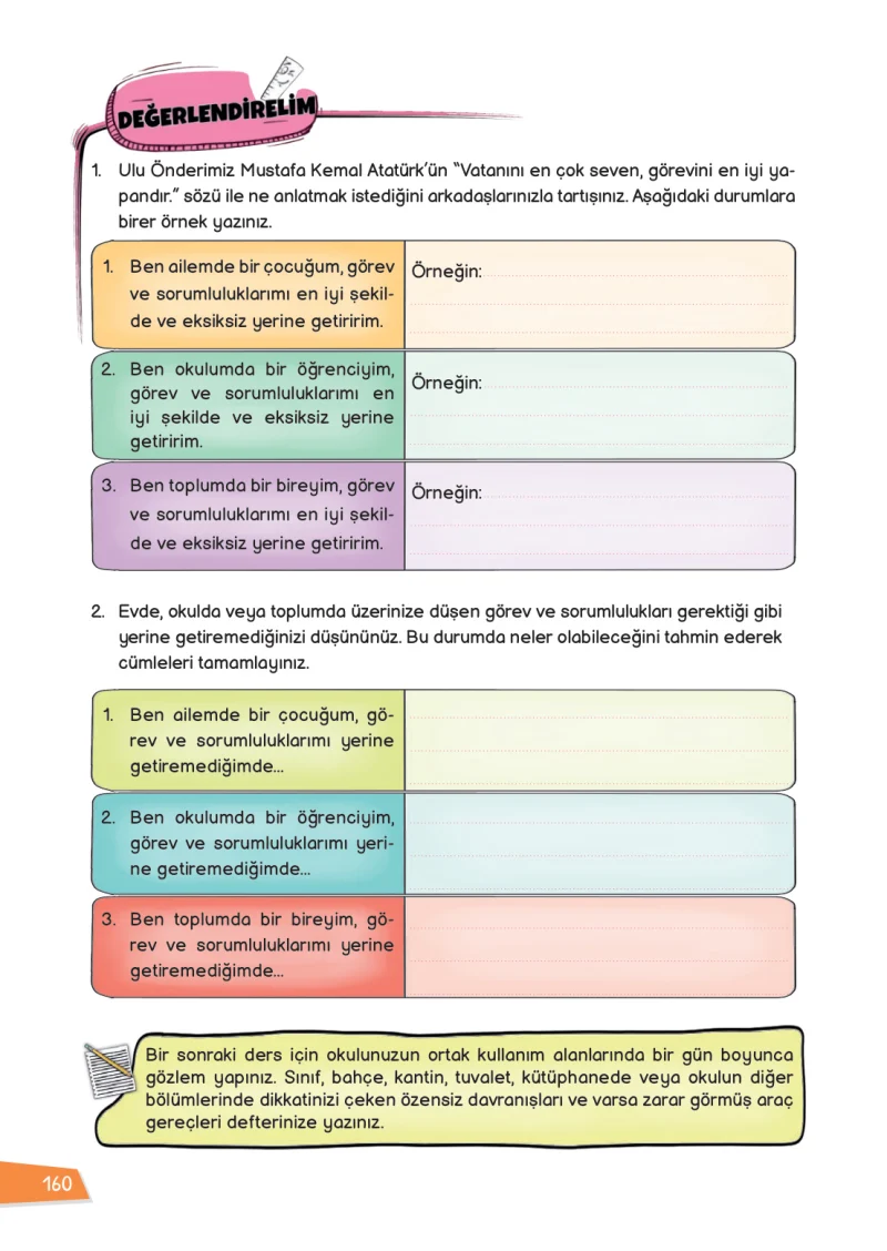 3. Sınıf Hayat Bilgisi Ders Kitabı Cevapları Meb Yayınları 1 Sayfa 160