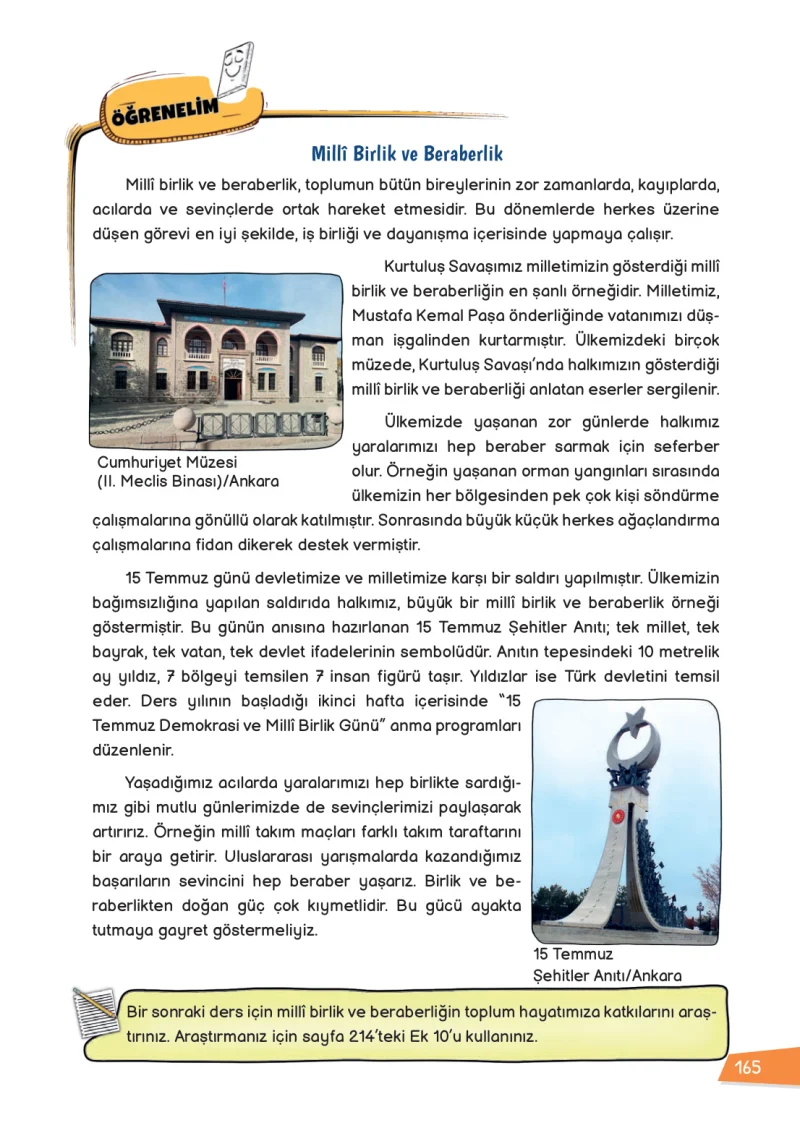 3. Sınıf Hayat Bilgisi Ders Kitabı Cevapları Meb Yayınları 1 Sayfa 165