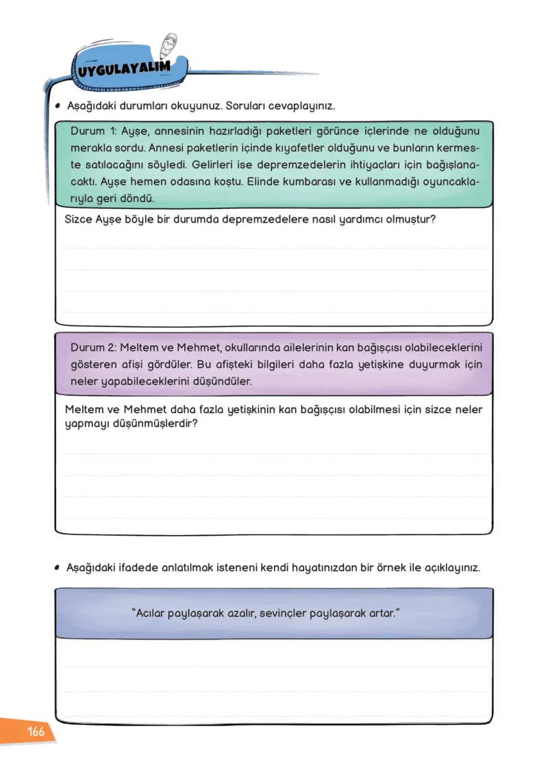 3. Sınıf Hayat Bilgisi Ders Kitabı Cevapları Meb Yayınları 1 Sayfa 166