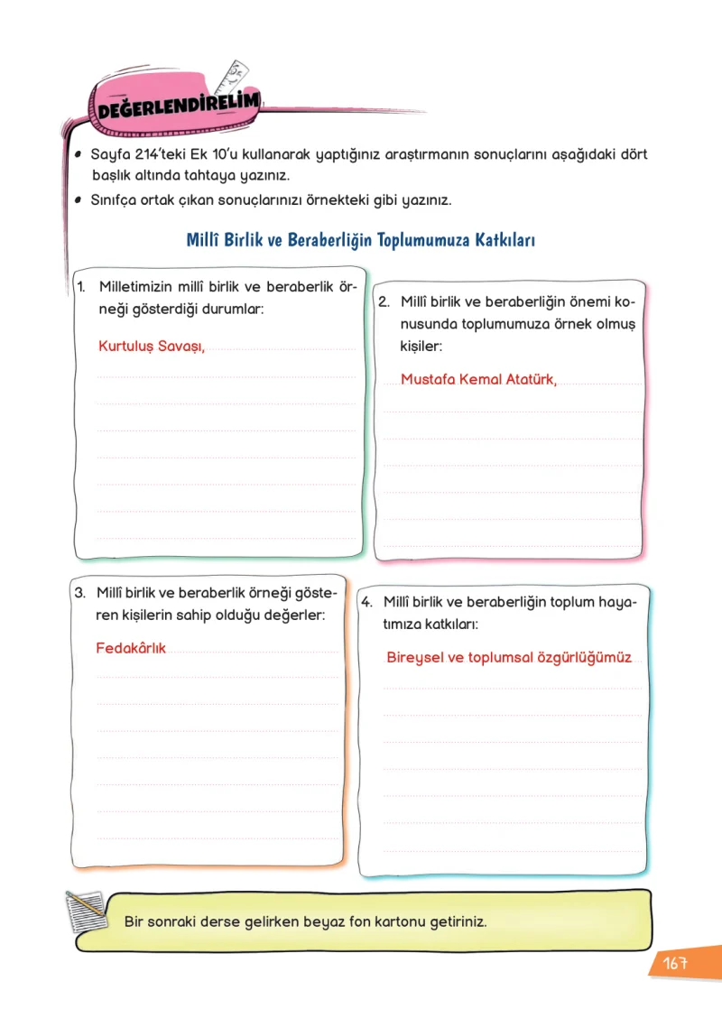 3. Sınıf Hayat Bilgisi Ders Kitabı Cevapları Meb Yayınları 1 Sayfa 167