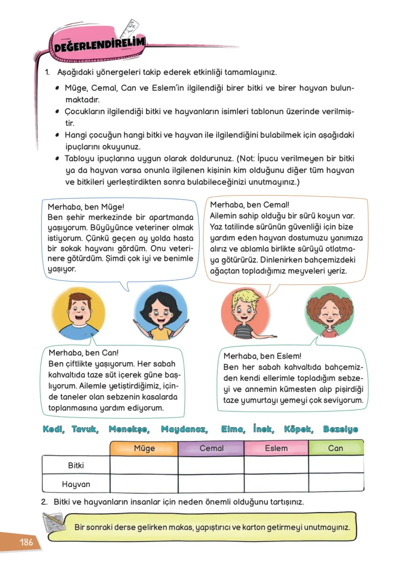 3. Sınıf Hayat Bilgisi Ders Kitabı Cevapları Meb Yayınları 1 Sayfa 186