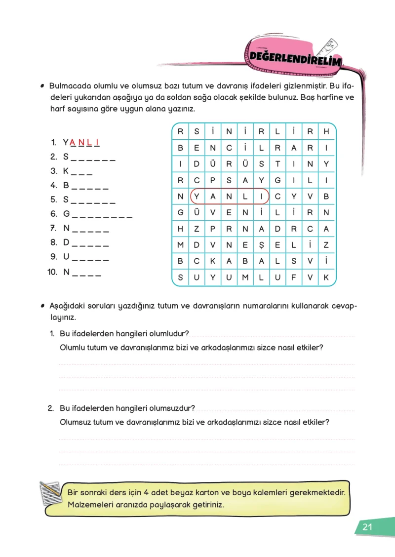 3. Sınıf Hayat Bilgisi Ders Kitabı Cevapları Meb Yayınları 1 Sayfa 21