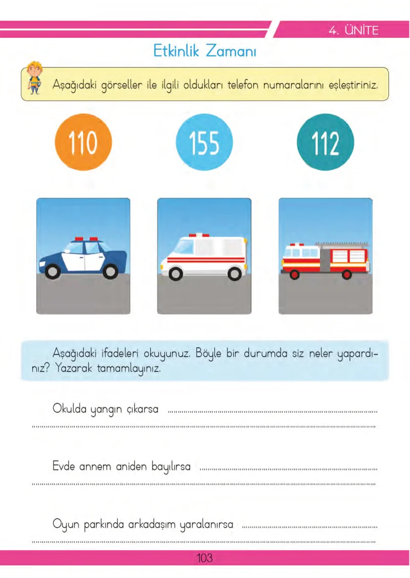 3. Sınıf Hayat Bilgisi Ders Kitabı Cevapları Meb Yayınları 2 Sayfa 103