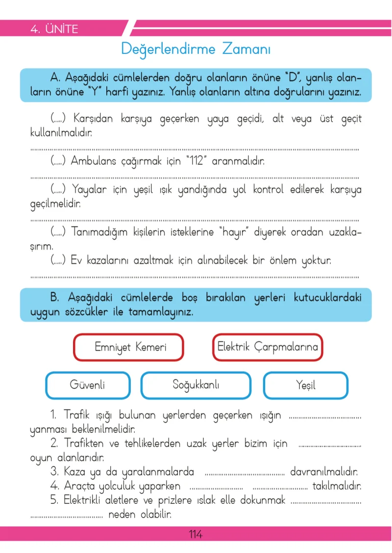 3. Sınıf Hayat Bilgisi Ders Kitabı Cevapları Meb Yayınları 2 Sayfa 114