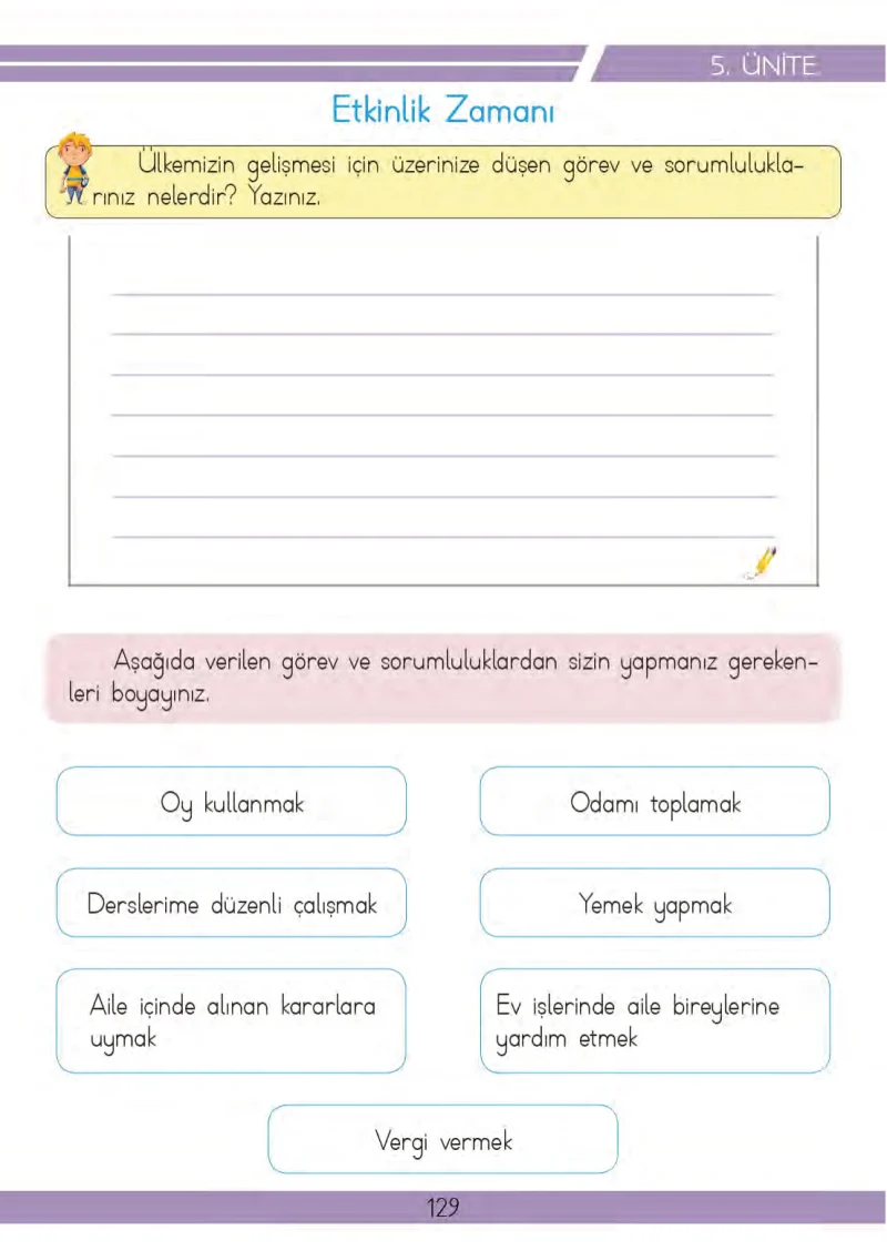 3. Sınıf Hayat Bilgisi Ders Kitabı Cevapları Meb Yayınları 2 Sayfa 129