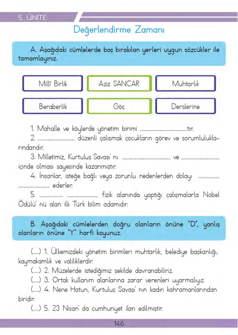 3. Sınıf Hayat Bilgisi Ders Kitabı Cevapları Meb Yayınları 2 Sayfa 146